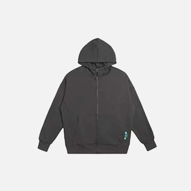 Y2k blank zipped hoodie for trendy streetwear comfort - dark grey / m - hoodies