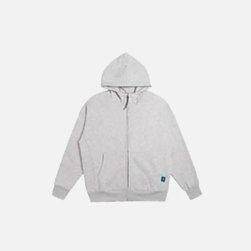 Y2k blank zipped hoodie for trendy streetwear comfort - gray / m - hoodies