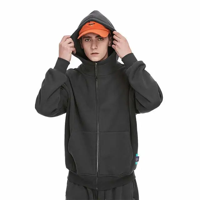 Y2k blank zipped hoodie for trendy streetwear comfort - hoodies