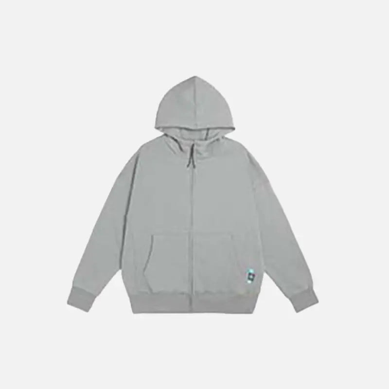 Y2k blank zipped hoodie for trendy streetwear comfort - mid grey / m - hoodies