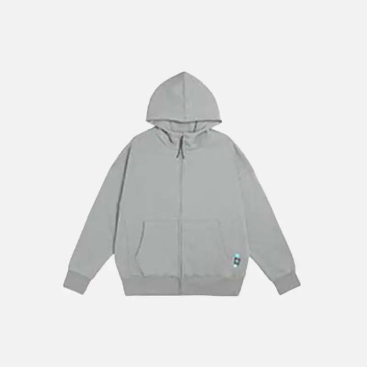Y2k blank zipped hoodie for trendy streetwear comfort - mid grey / m - hoodies