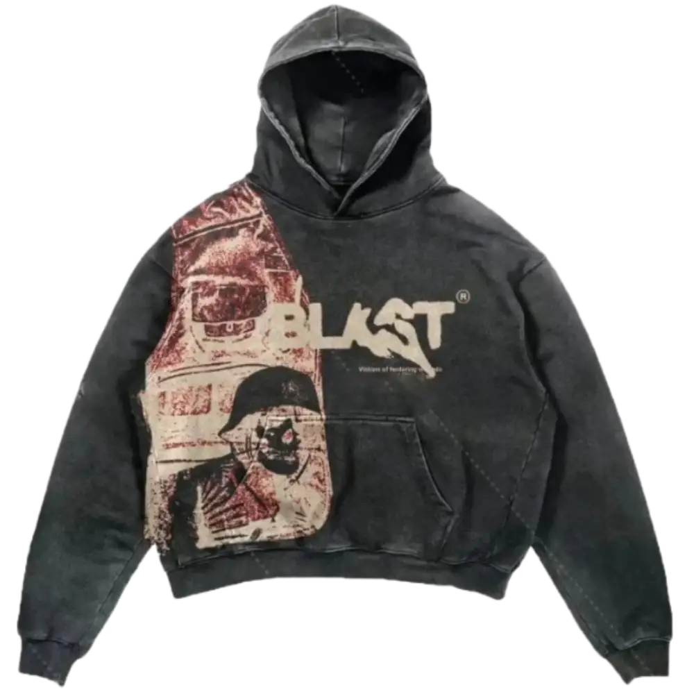 Hoodie y2k blast: must-have streetwear - washed black / m
