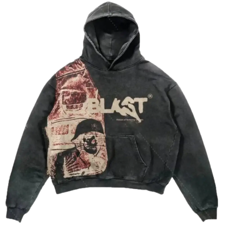 Hoodie y2k blast: must-have streetwear - washed black / m