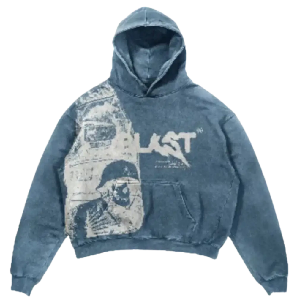 Hoodie y2k blast: must-have streetwear - washed blue / m