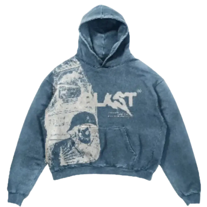 Hoodie y2k blast: must-have streetwear - washed blue / m