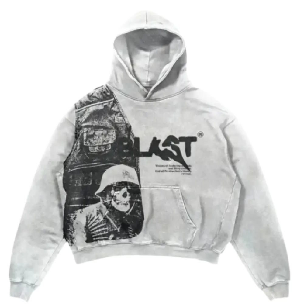 Hoodie y2k blast: must-have streetwear - washed grey / m