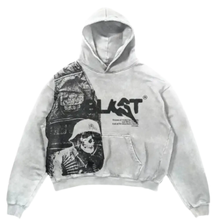 Hoodie y2k blast: must-have streetwear - washed grey / m