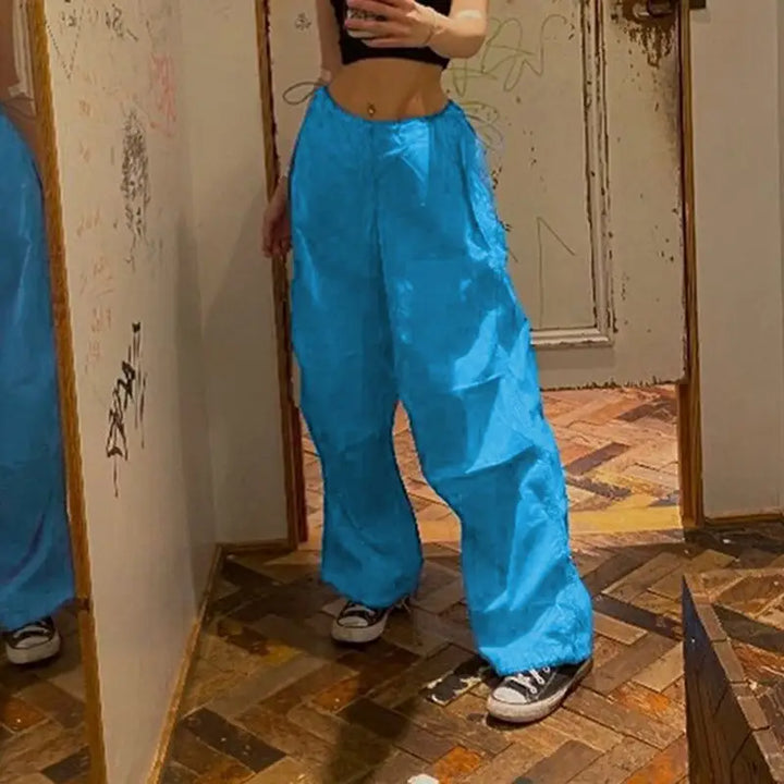 Blue y2k unisex and trendy sports pants