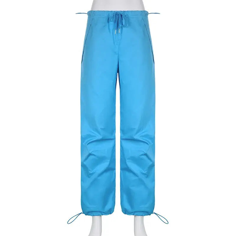 Blue y2k unisex and trendy sports pants
