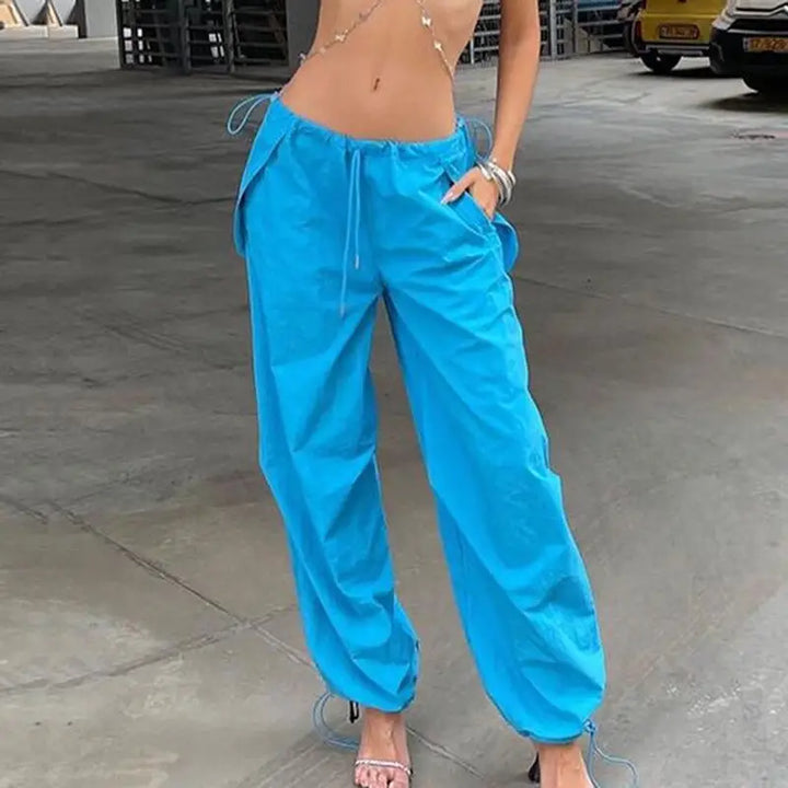 Blue y2k unisex and trendy sports pants - s