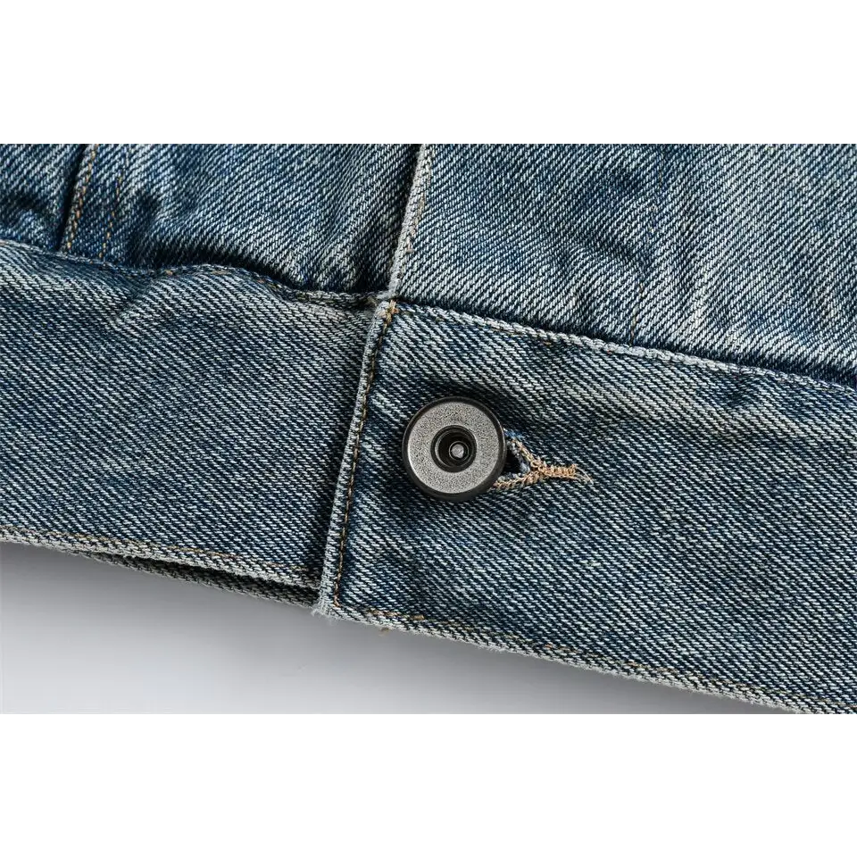Washed blue denim jacket for y2k streetwear enthusiasts