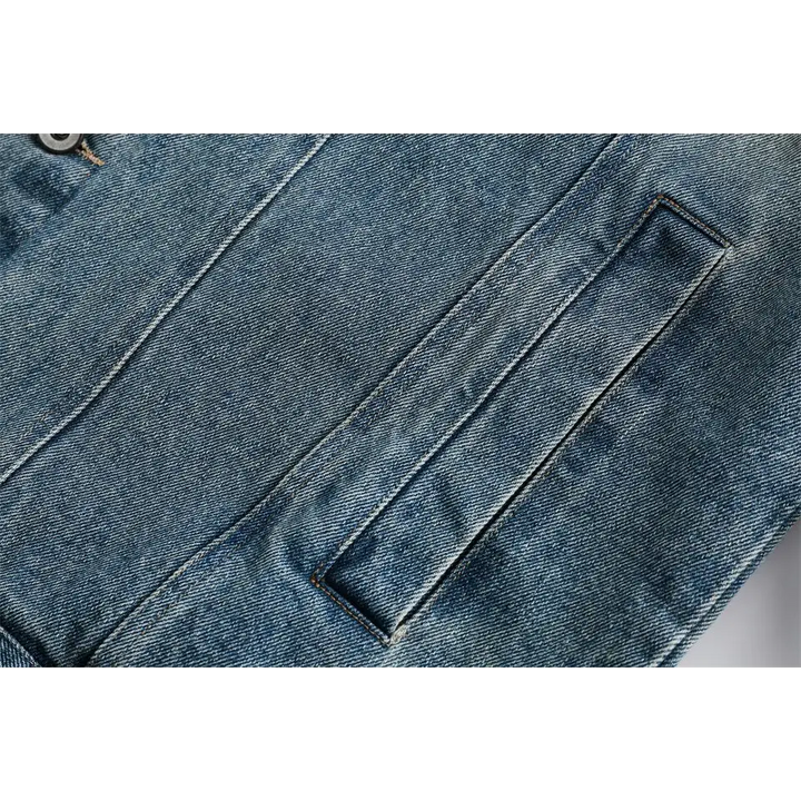 Washed blue denim jacket for y2k streetwear enthusiasts