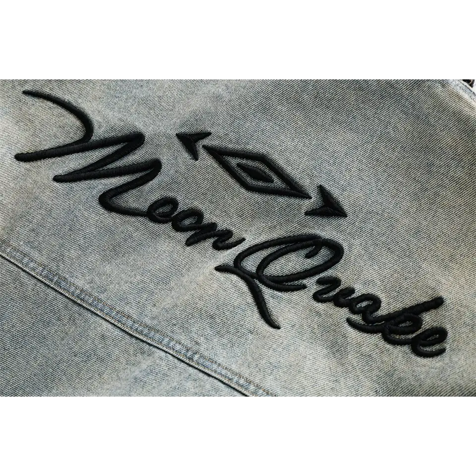 Washed blue denim jacket for y2k streetwear enthusiasts