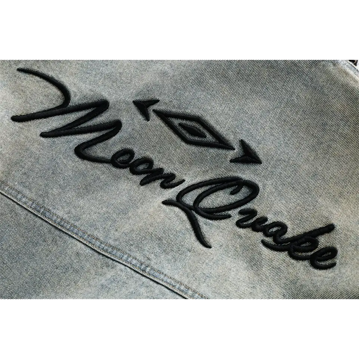 Washed blue denim jacket for y2k streetwear enthusiasts