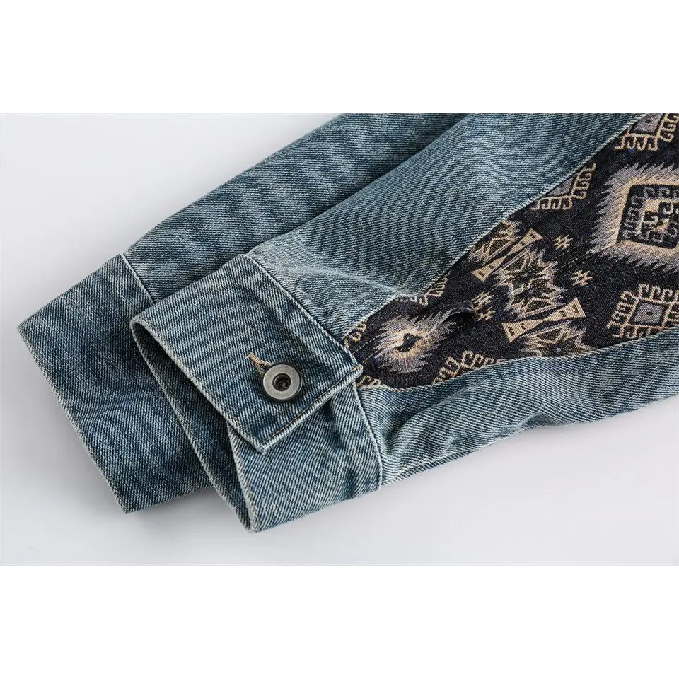 Washed blue denim jacket for y2k streetwear enthusiasts