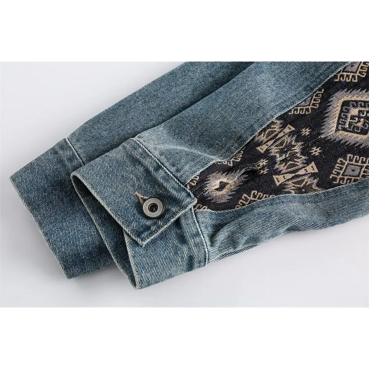 Washed blue denim jacket for y2k streetwear enthusiasts