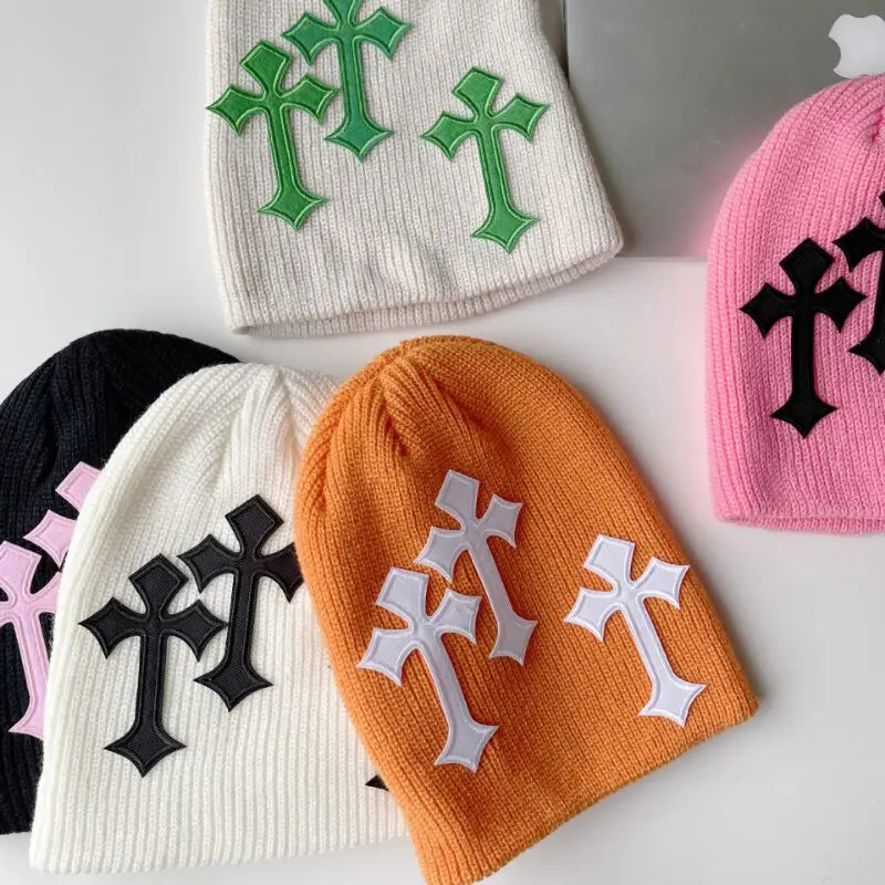Y2k cross beanie – essential streetwear