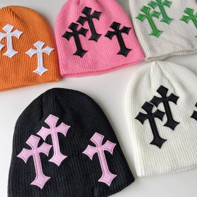 Y2k cross beanie – essential streetwear