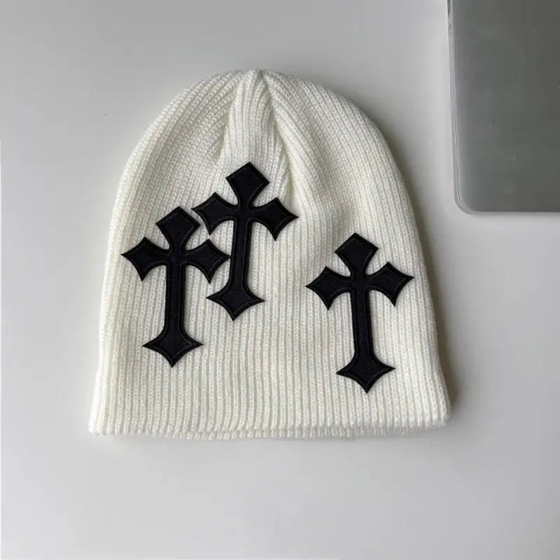 Y2k cross beanie – essential streetwear
