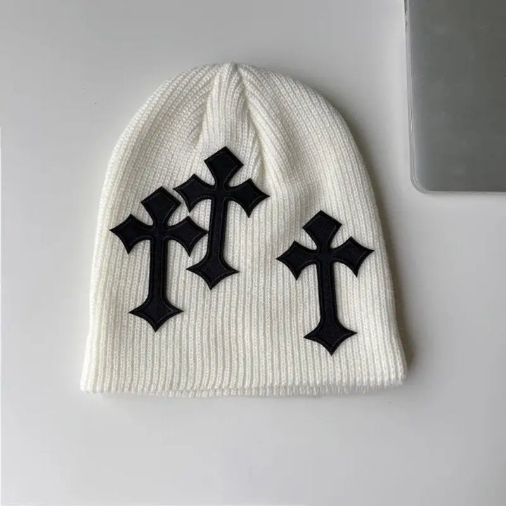 Y2k cross beanie – essential streetwear