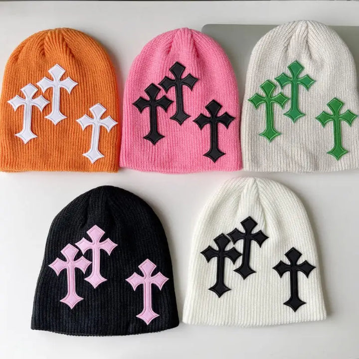 Y2k cross beanie – essential streetwear