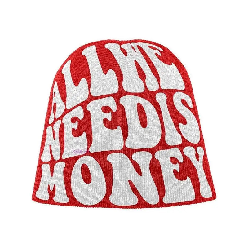 Drip y2k beanie: urban style inspired by london - red