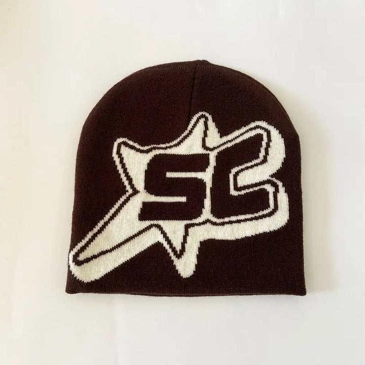 Trendy chunky knit grunge y2k beanie - café