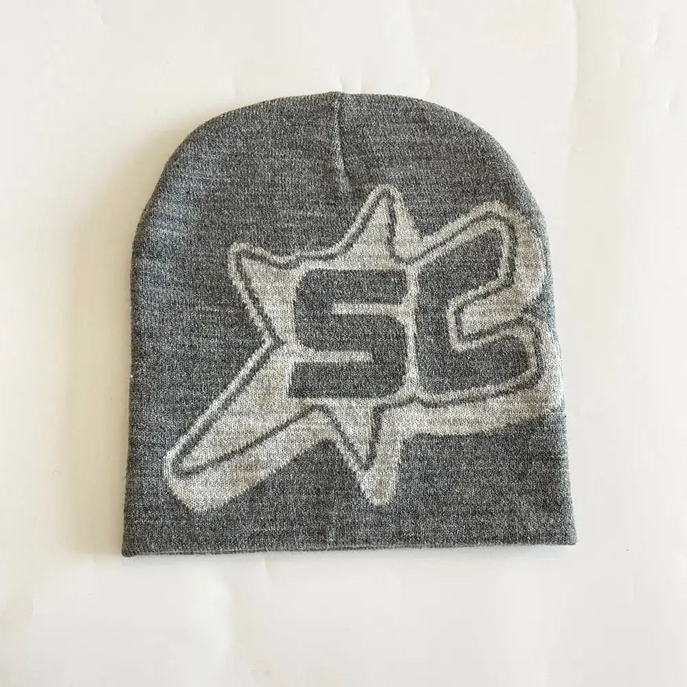 Trendy chunky knit grunge y2k beanie - grey