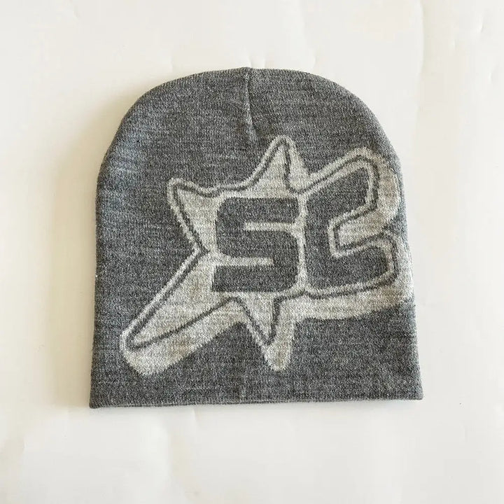 Trendy chunky knit grunge y2k beanie - grey