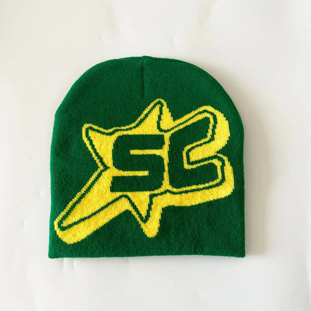 Trendy chunky knit grunge y2k beanie - green