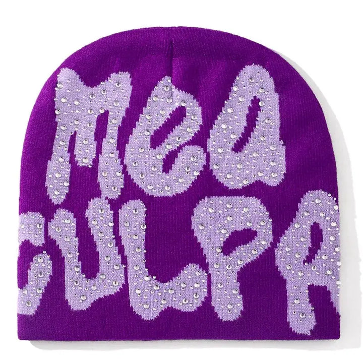 Y2k rhinestone beanie - return of urban style 2000 - purple
