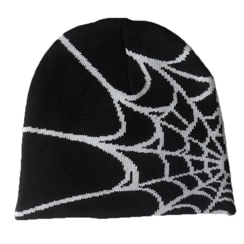 Y2k style spider web beanie for streetwear