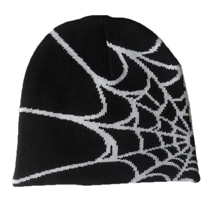 Y2k style spider web beanie for streetwear