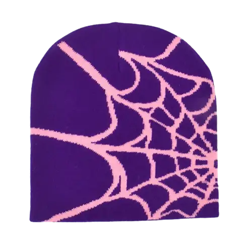 Y2k style spider web beanie for streetwear