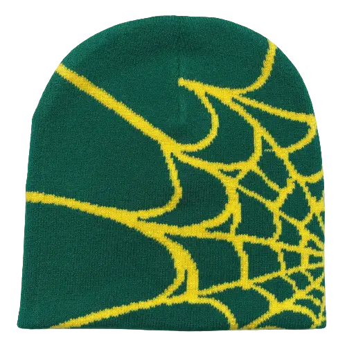 Y2k style spider web beanie for streetwear