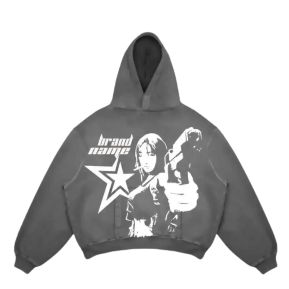 Y2k brand hoodie for stylish comfort and urban fashion - grey / s