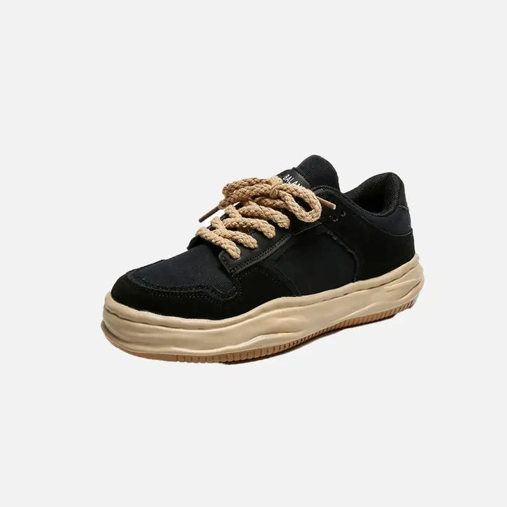 Mixed colors y2k lace-up shoes with breathable mesh for ultimate comfort - black / 39 - shoes
