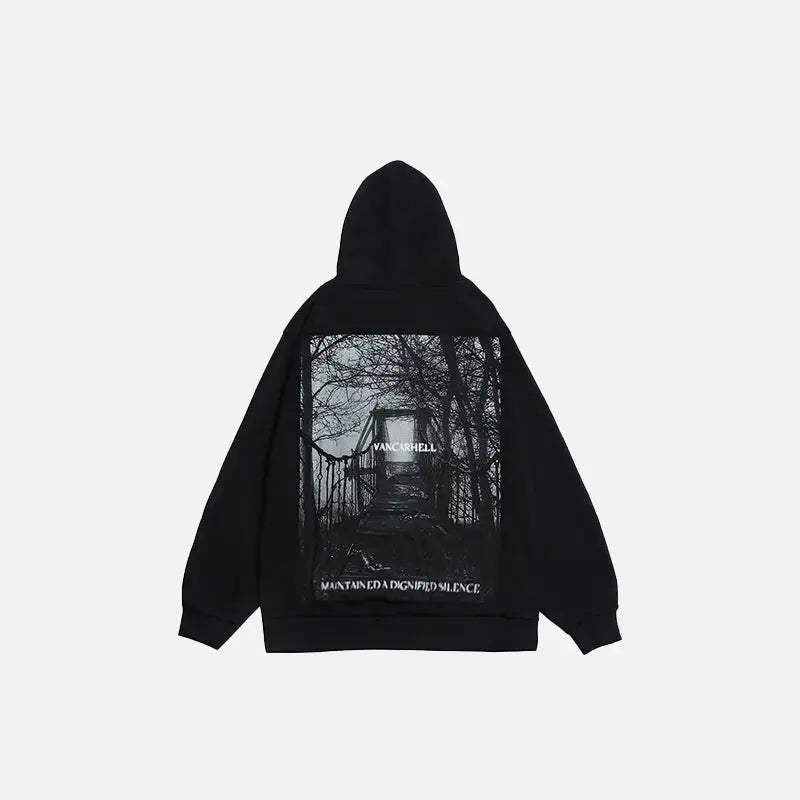 Bridge of danger y2k hoodie for bold streetwear style - hoodies