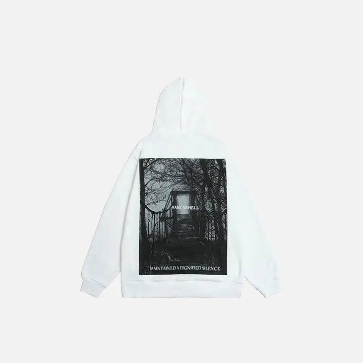Bridge of danger y2k hoodie for bold streetwear style - hoodies