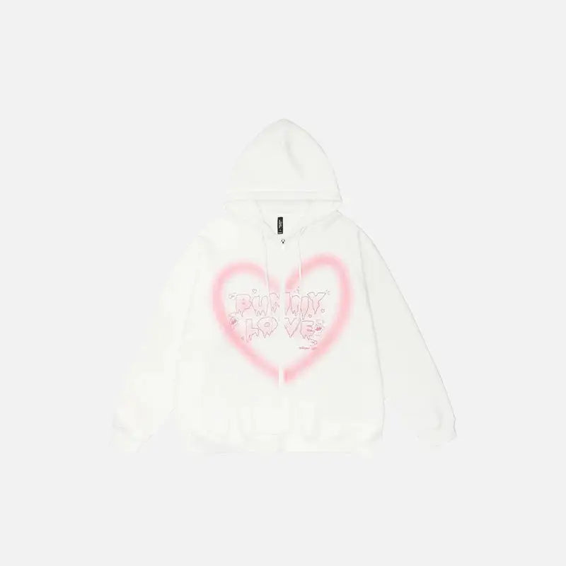 Bunny love y2k hoodie for comfort and style - white / m - hoodies