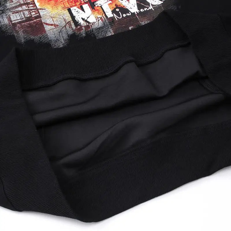 Burning building y2k graphic hoodie for style and comfort - hoodies