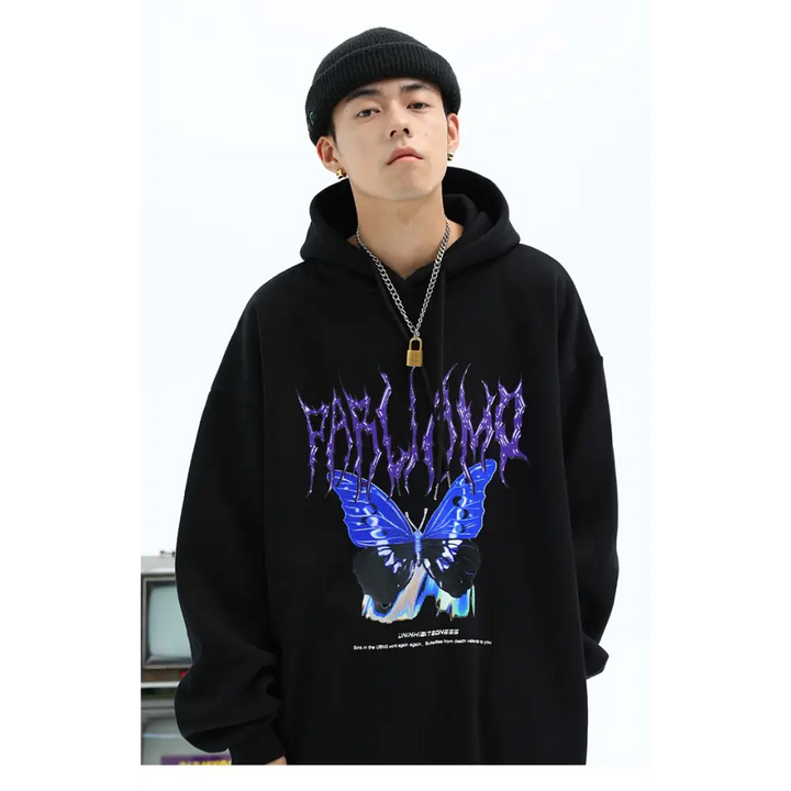 Y2k butterfly oversized hoodie for all seasons - hoodie