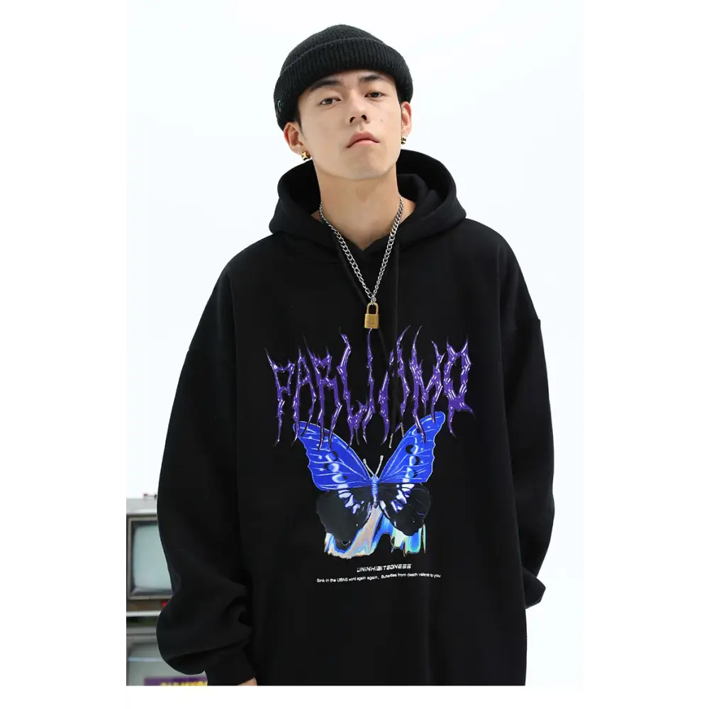 Y2k butterfly oversized hoodie for all seasons - hoodie