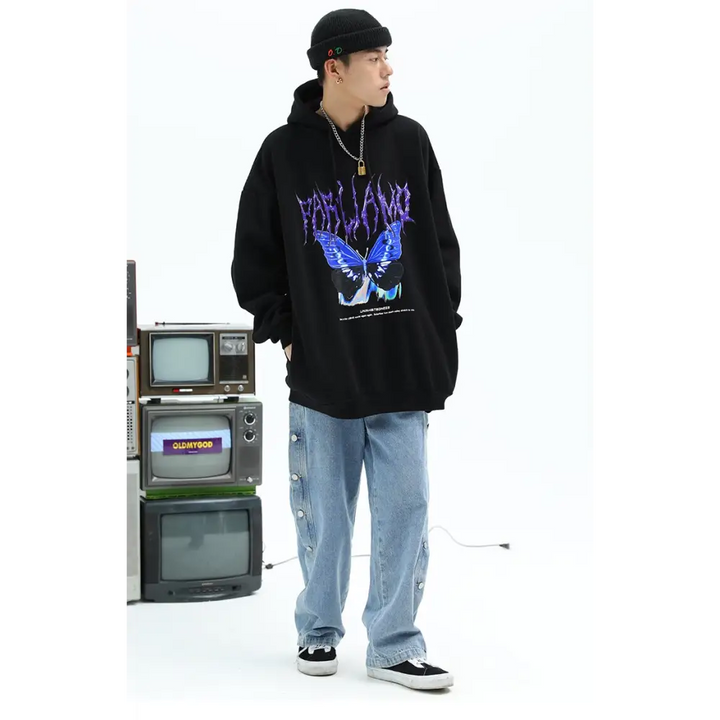 Y2k butterfly oversized hoodie for all seasons - hoodie