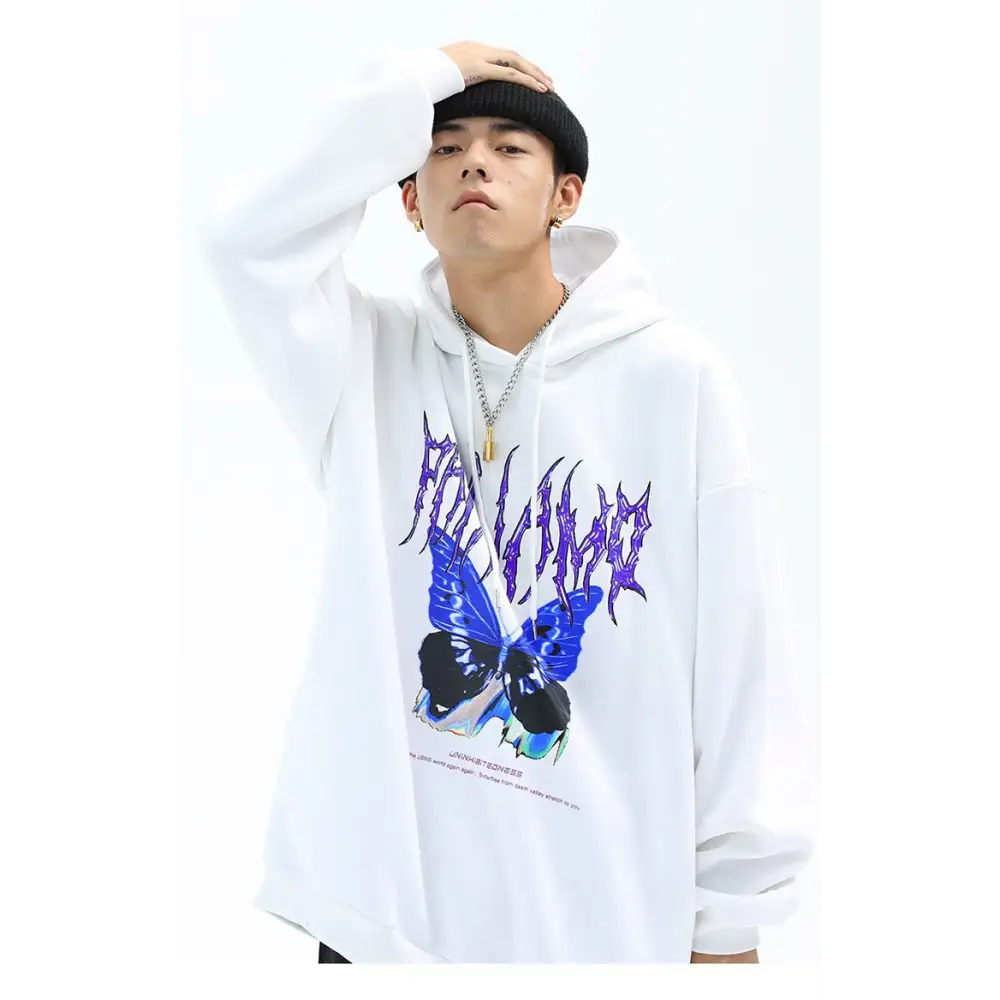 Y2k butterfly oversized hoodie for all seasons - hoodie