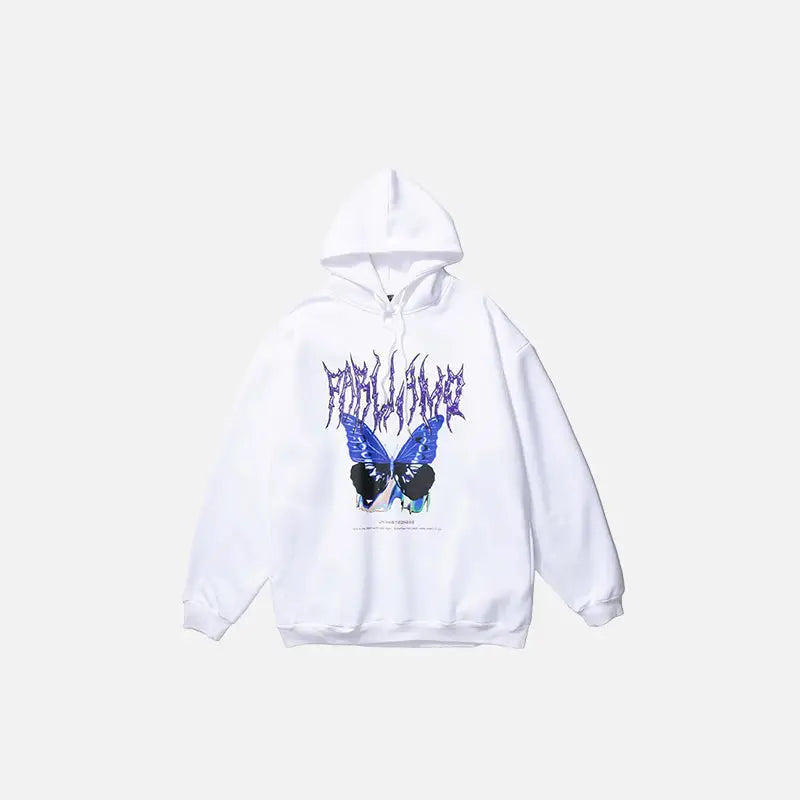 Y2k butterfly oversized hoodie for all seasons - white / m - hoodie