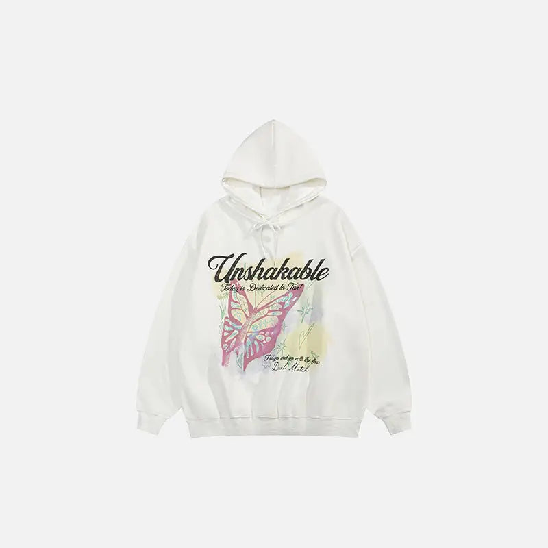 Y2k butterfly print loose hoodie for comfort and style - white / s - hoodies