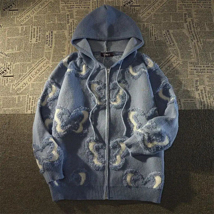 un sweat à capuche blue imprimé en blanc et black