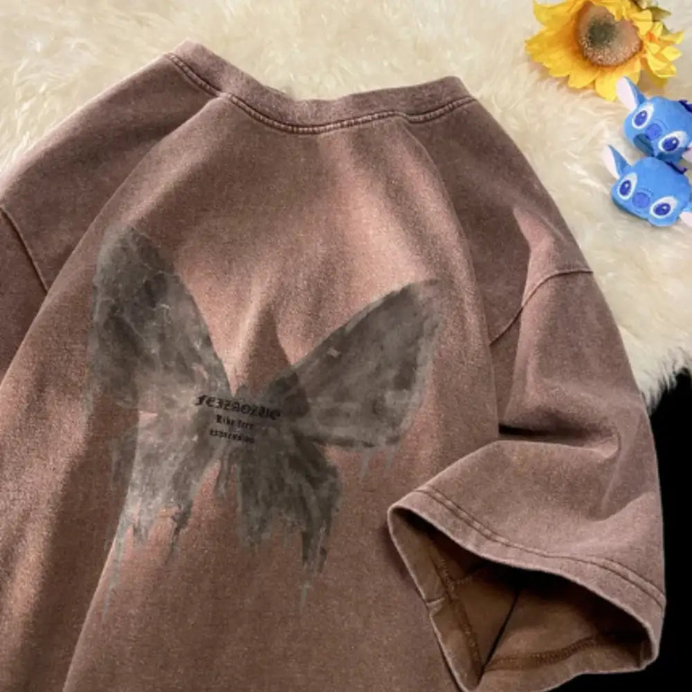 T-shirt butterfly y2k: tendance et confort - coffee / s