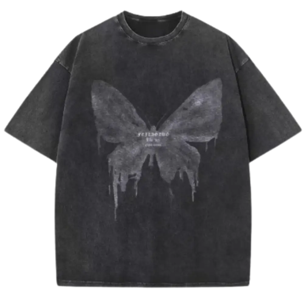 T-shirt butterfly y2k: tendance et confort - washed black / s